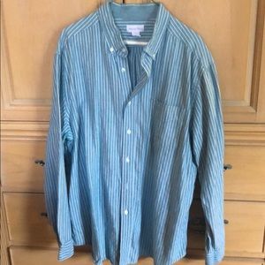 Teal &white stripe Natural Basix Men’sbutton down